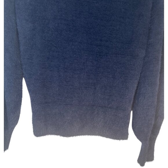 Banana Republic XS Fuzzy Navy Blue Sweater Long Sleeve Soft Nylon Cotton Blend - Picture 5 of 12